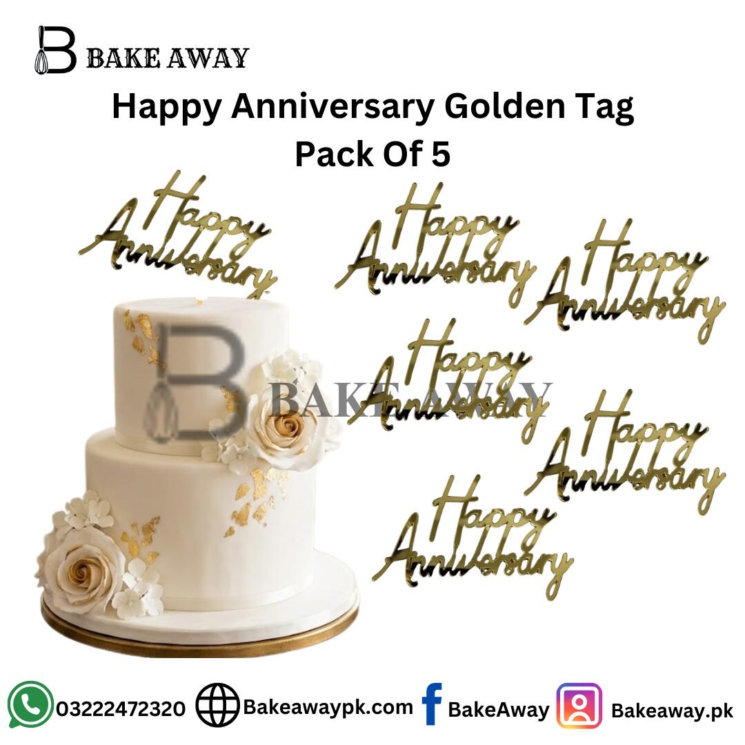 Happy Anniversary Golden Tag Pack Of 5