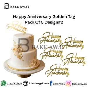 Happy Anniversary Golden Tag Pack Of 5 Design#2
