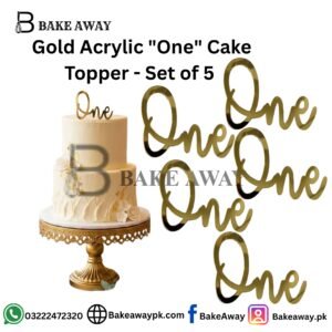 Gold Acrylic "One" Cake Topper - Set of 5