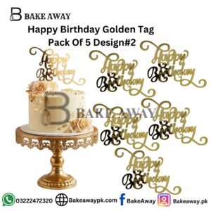 Happy Birthday Golden Tag  Pack Of 5 Design#2
