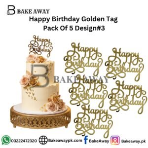 Happy Birthday Golden Tag  Pack Of 5 Design#3