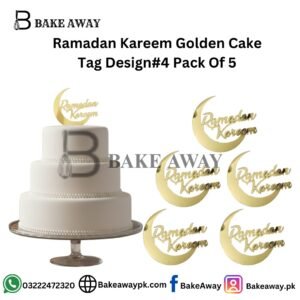 Ramadan Kareem Golden Cake Tag Design#4 Pack Of 5