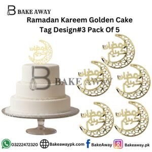 Ramadan Kareem Golden Cake Tag Design#3 Pack Of 5