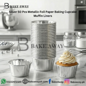Silver 50 Pcs Metallic Foil Paper Baking Cupcake Muffin Liners