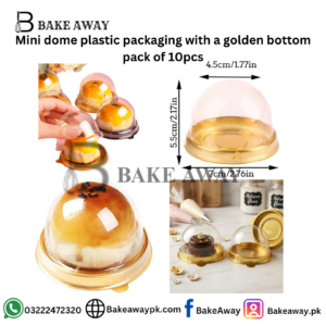 Mini dome plastic packaging with a golden bottom pack of 10pcs