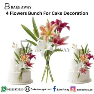 4 Flowers Bunch For Cake Decoration