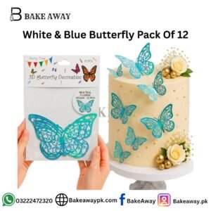 White & Blue Butterfly Pack Of 12