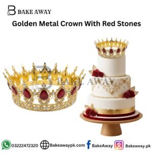 Golden Metal Crown With Red Stones