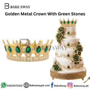 Golden Metal Crown With Green Stones