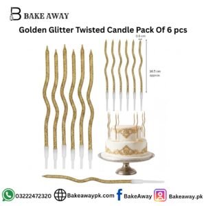 Golden Glitter Twisted Candle Pack Of 6 pcs