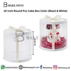 10 Inch Round Pvc Cake Box Color (Black & White)