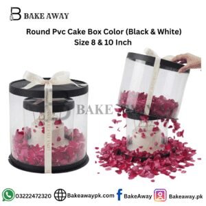 Round Pvc Cake Box Color (Black & White) Size 8 & 10 Inch